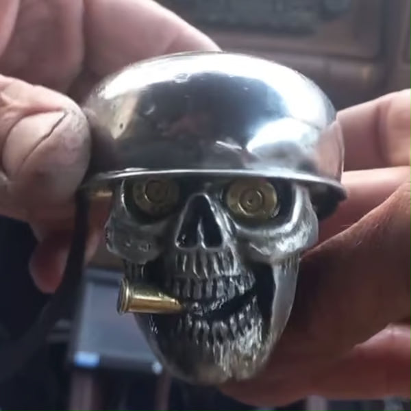 Skull Soldier Gear Knob ~ Heavy-duty metal grip with outlaw style.