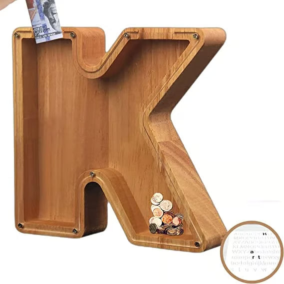 Wooden Letter Piggy Bank ~ Turn everyday coins into lasting memories.