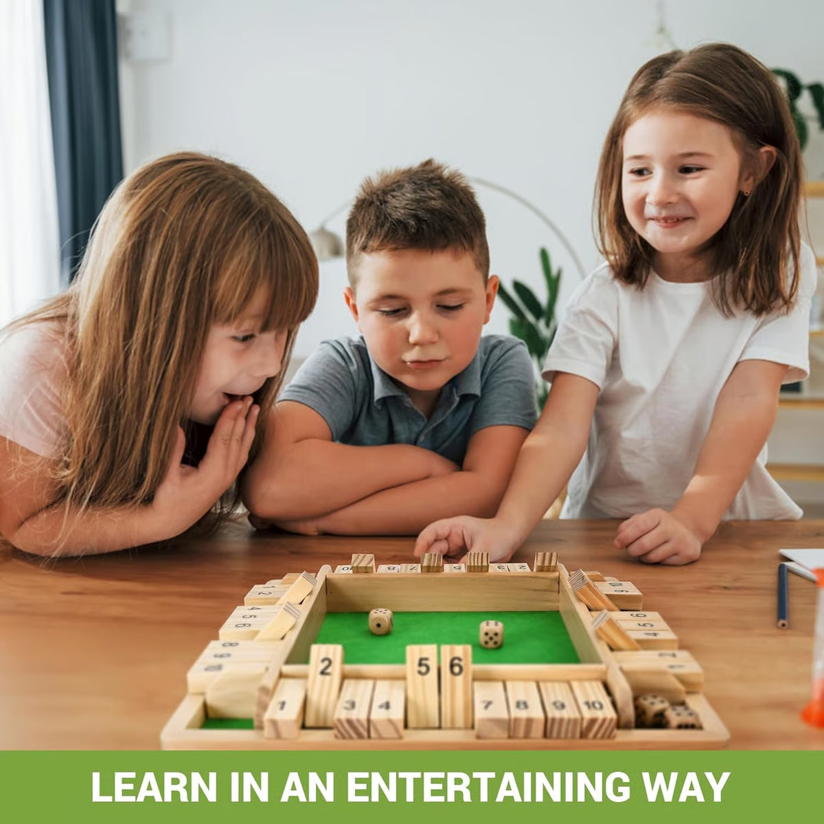 Shut The Box Board Game ~ Classic wooden dice game for family fun.