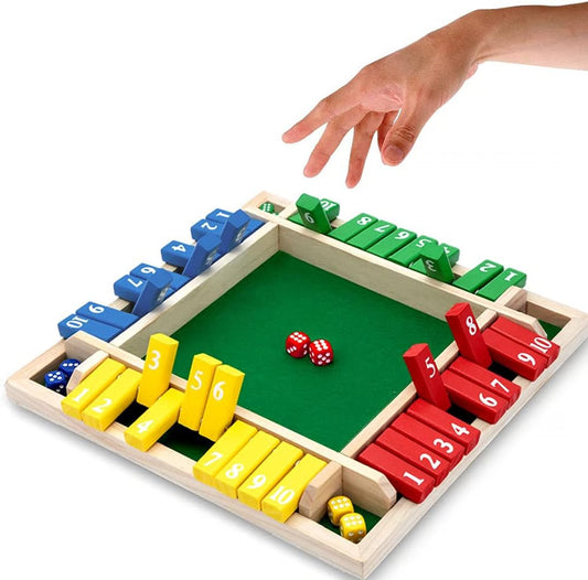 Shut The Box Board Game ~ Classic wooden dice game for family fun.