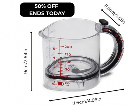 4-in-1 Adjustable Measuring Cup ~ From flour to honey, one cup rules them all.