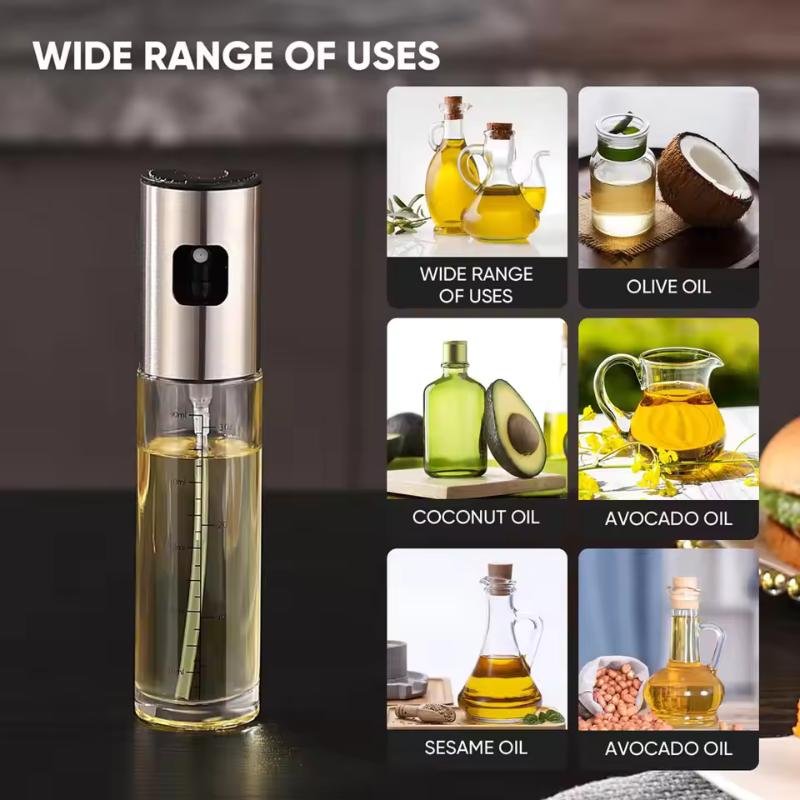 Glass Oil Spray Bottle ~ Precision Oil Control for Healthier Cooking-