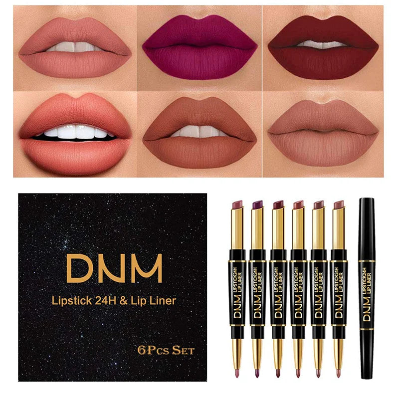 6-Piece Lipstick & Liner Set ~ All-day color and definition in one simple step (All 6 Colors Included)-