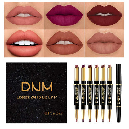 6-Piece Lipstick & Liner Set ~ All-day color and definition in one simple step (All 6 Colors Included)-