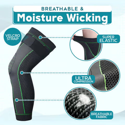 Long Compression Knee Sleeve ~ All-day joint support for workouts and recovery.