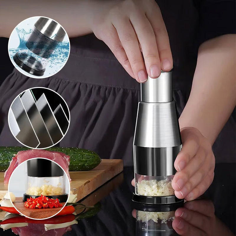 Press Vegetable Chopper ~ Chop garlic, chili & more in seconds