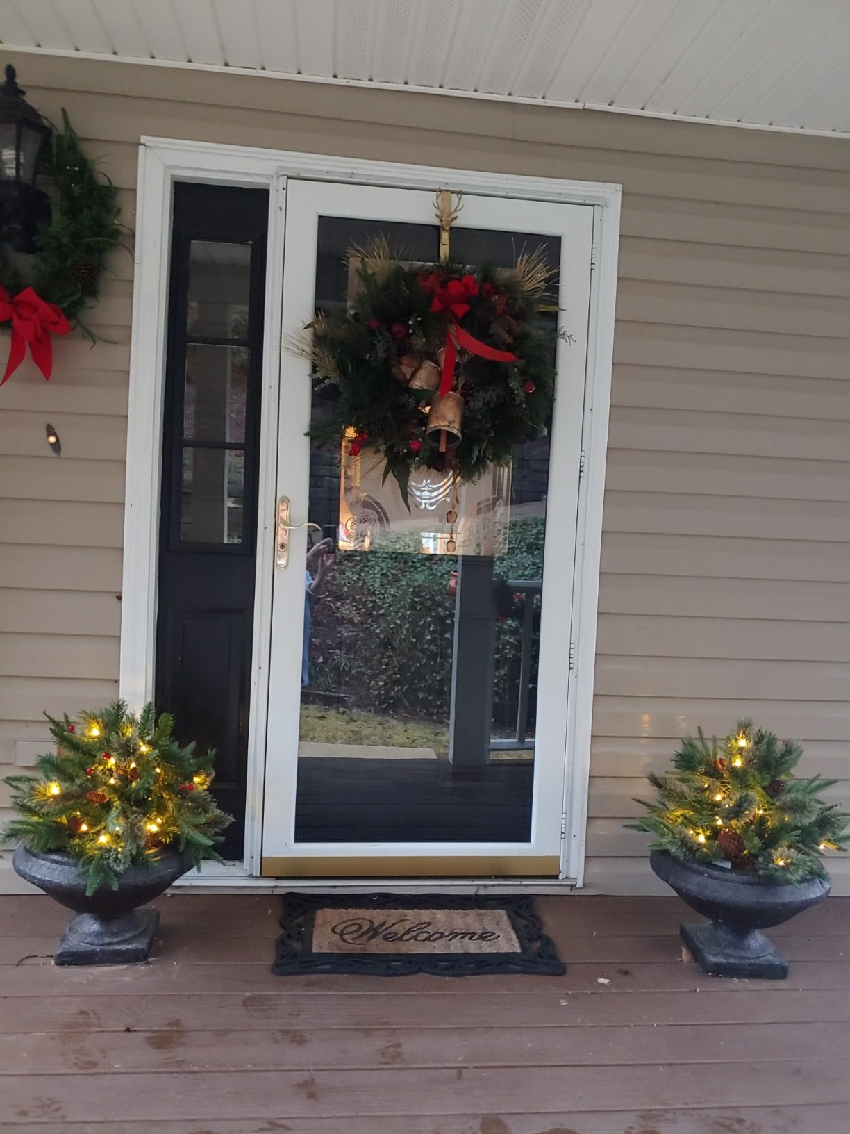 Mini Artificial Christmas Tree / Weatherproof sparkle for entryways and patios.