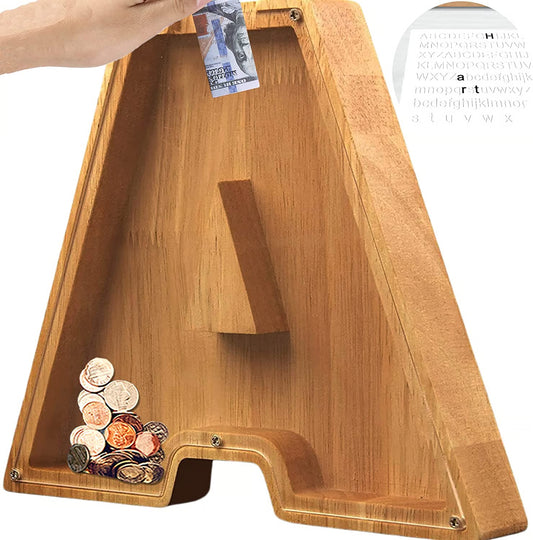 Wooden Letter Piggy Bank ~ Turn everyday coins into lasting memories.