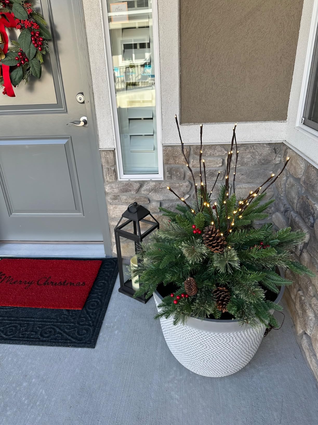Mini Artificial Christmas Tree / Weatherproof sparkle for entryways and patios.