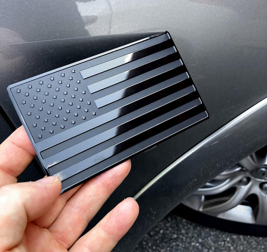 3D All-Black American Flag Emblem Decal ~ Strength and legacy in every mile.