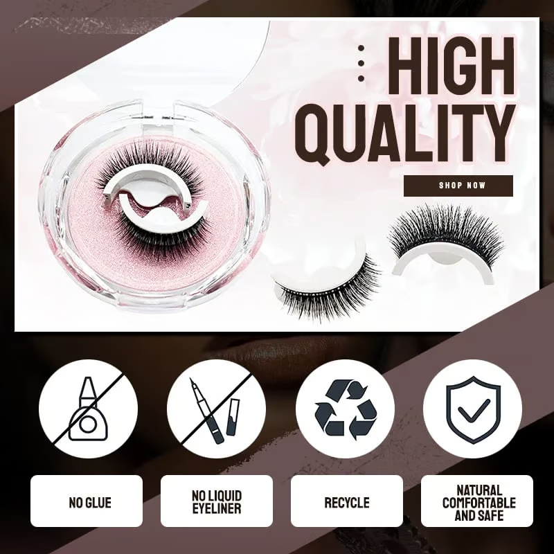 Reusable Self Adhesive Eyelashes (3 Pack) ~ Instant lash lift without glue or mess.