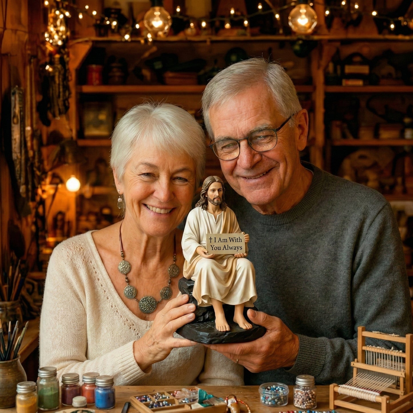 Hand-Painted Resin Jesus Figurine ~ A Daily Reminder You Are Never Alone!