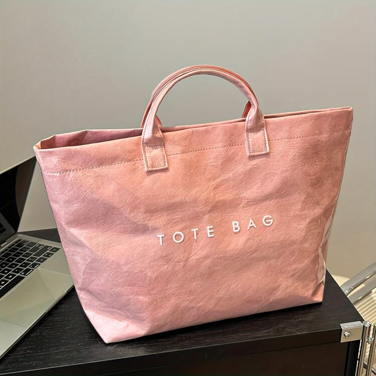 Letter Print Tote Bag ~ Designer-level style that carries your day with ease.