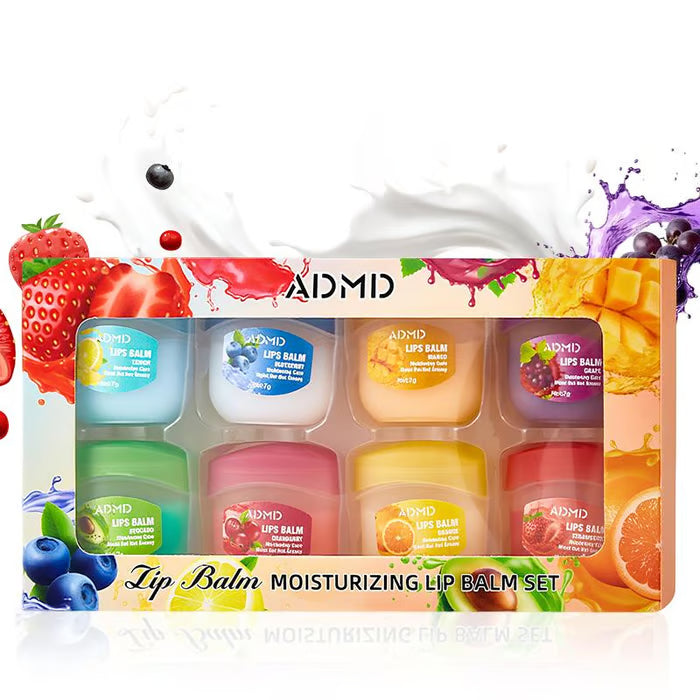 8Pcs Fruit Flavored Lip Care Set ~ Turn dry, cracked lips into glass-shine perfection.