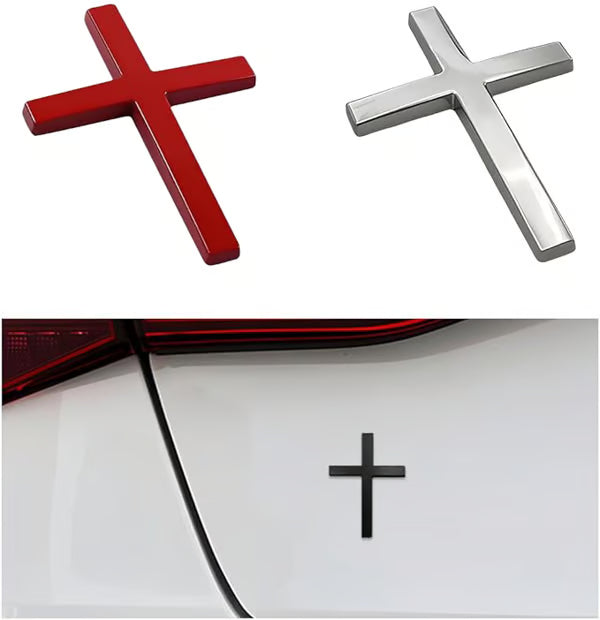 Metal Jesus Cross Emblem ~ Holy Armor for Your Ride.
