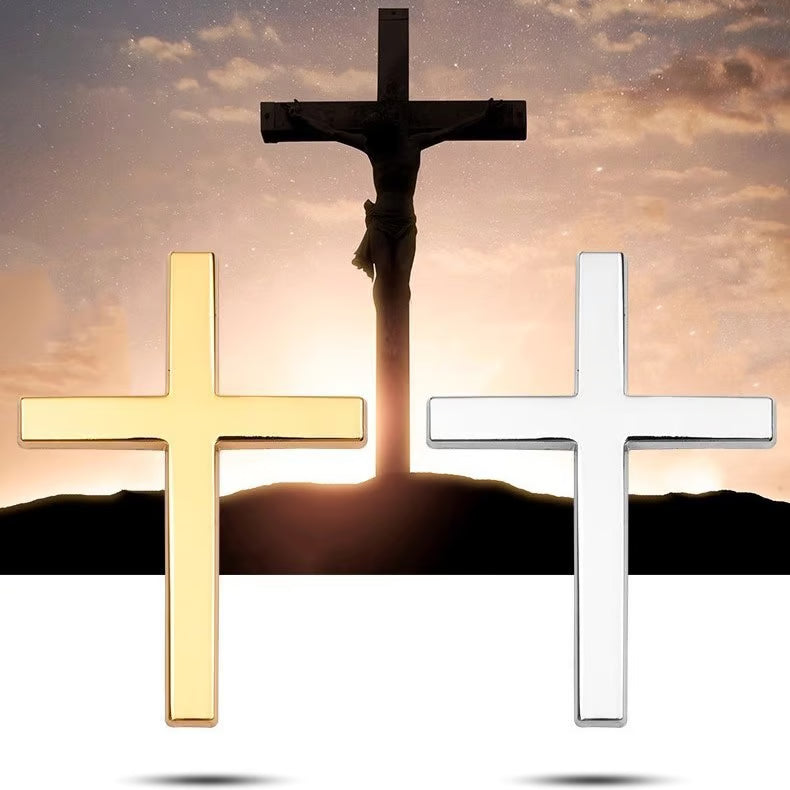 Metal Jesus Cross Emblem ~ Holy Armor for Your Ride.