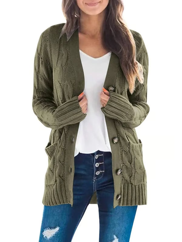 Long Sleeve Button Down Cable Knit Cardigan ~ Cozy fall favorite for work or weekends.