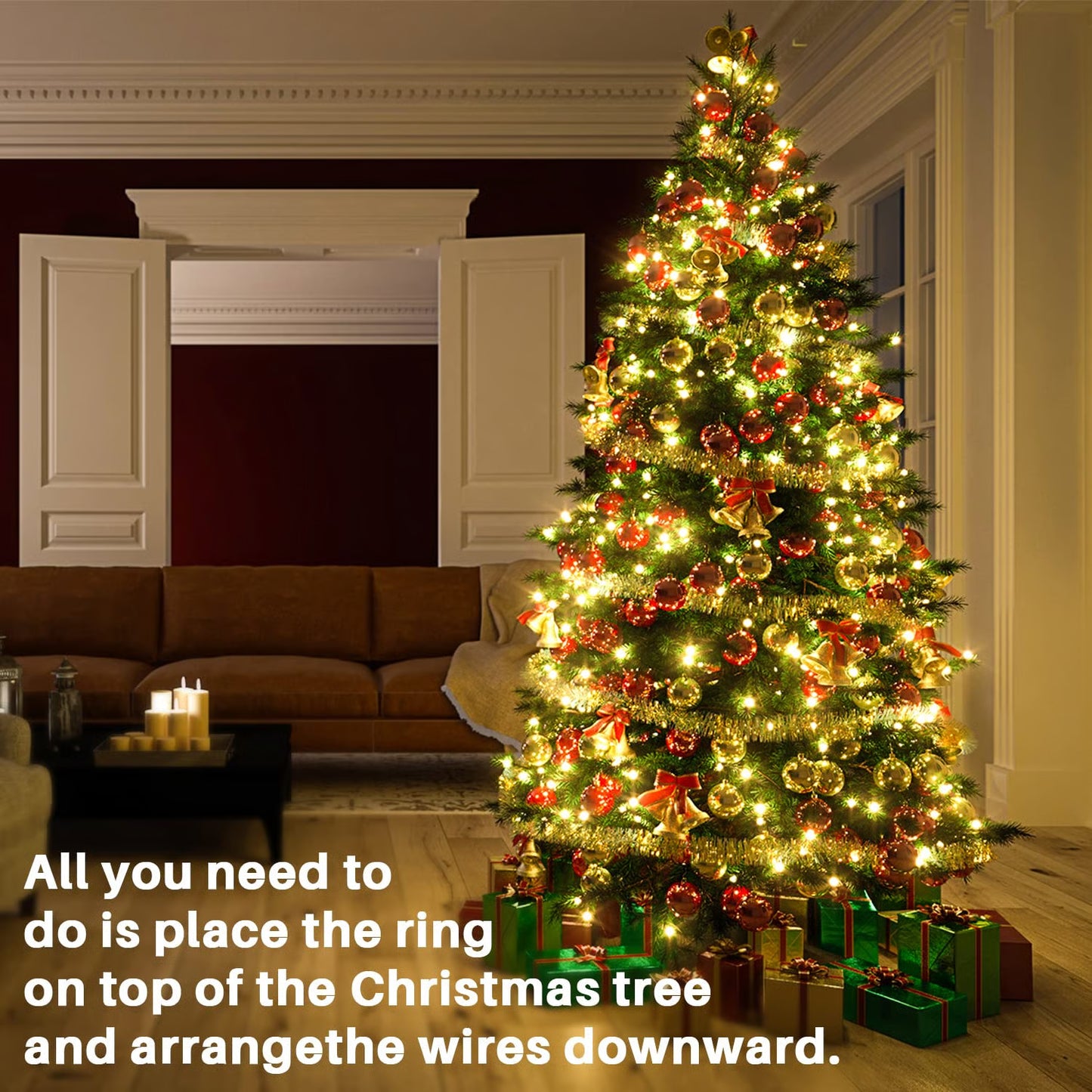 Christmas Tree Waterfall Lights ~ Turn your home into a glowing Winter Wonderland.