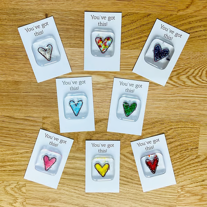 Fused Glass Heart Pocket Token ~ A Pocket-Sized Reminder of Love and Support