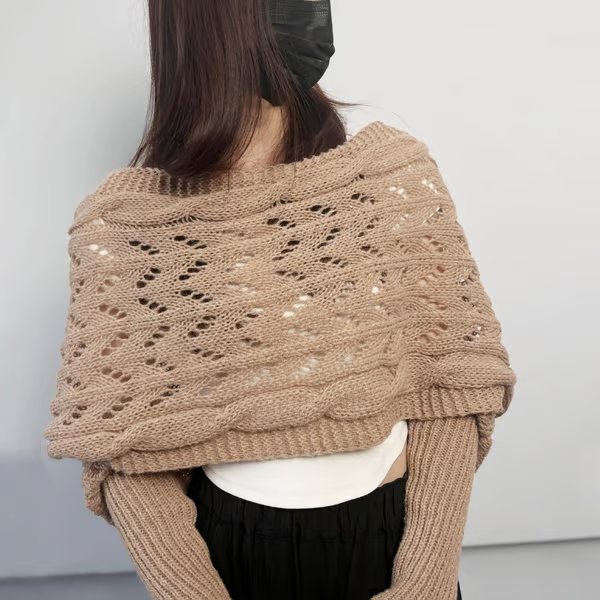 Hand-knitted Scarf with Sleeves ~ Layer up in seconds, lounge all day.