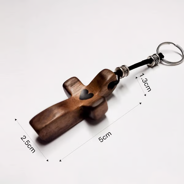 Handmade Wooden Cross My Heart ~ A Pocket-Sized Symbol of Faith and Love.