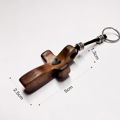 Handmade Wooden Cross My Heart ~ A Pocket-Sized Symbol of Faith and Love.