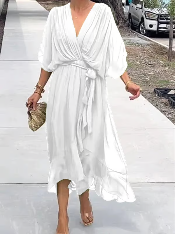Chiffon V-Neck Maxi Dress ~ Flowing elegance that flatters every figure.