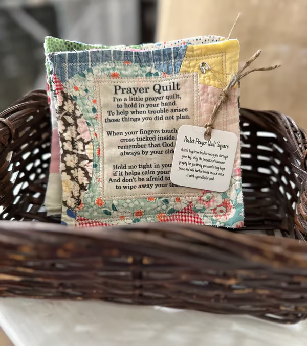 Prayer Quilt with Cross Inside ~ A handheld reminder of faith and comfort