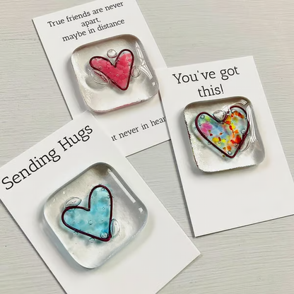 Fused Glass Heart Pocket Token ~ A Pocket-Sized Reminder of Love and Support