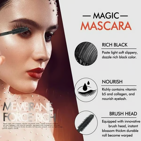 Waterproof Silk Fibre Thick Lengthening Mascara ~ 500% Volume, Zero Extensions Needed.