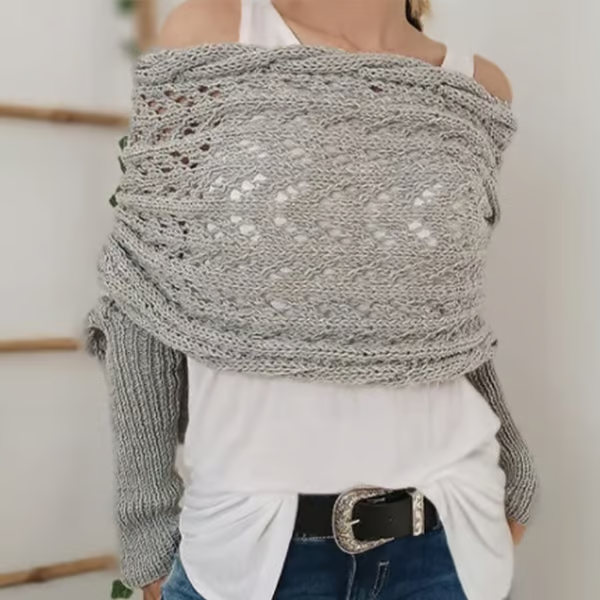 Hand-knitted Scarf with Sleeves ~ Layer up in seconds, lounge all day.
