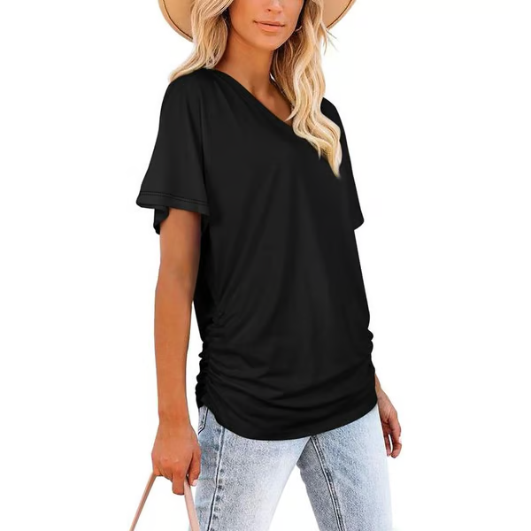 Short Sleeve V Neck Dolman Tops ~ Your go-to top for comfort and confidence-