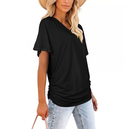 Short Sleeve V Neck Dolman Tops ~ Your go-to top for comfort and confidence-