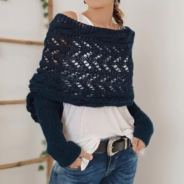 Hand-knitted Scarf with Sleeves ~ Layer up in seconds, lounge all day.