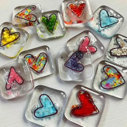 Fused Glass Heart Pocket Token ~ A Pocket-Sized Reminder of Love and Support