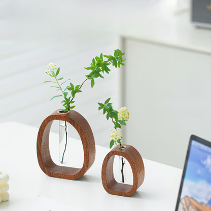 Solid Wood Glass Vase ~ Bring simplicity and nature indoors