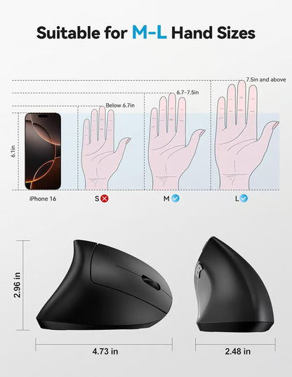 Ergonomical Vertical Mouse ~ Natural grip for all-day comfort and control