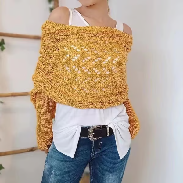 Hand-knitted Scarf with Sleeves ~ Layer up in seconds, lounge all day.