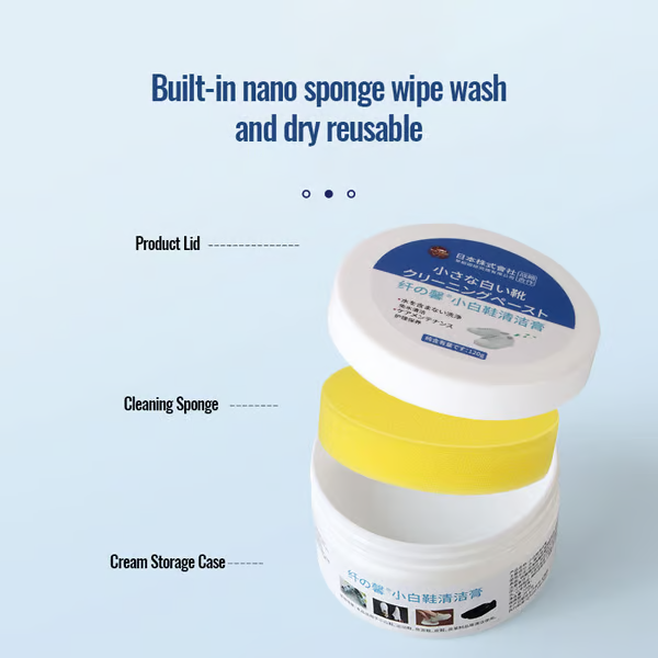 White Shoe Cleaning Cream ~ Restore spotless sneakers in seconds.