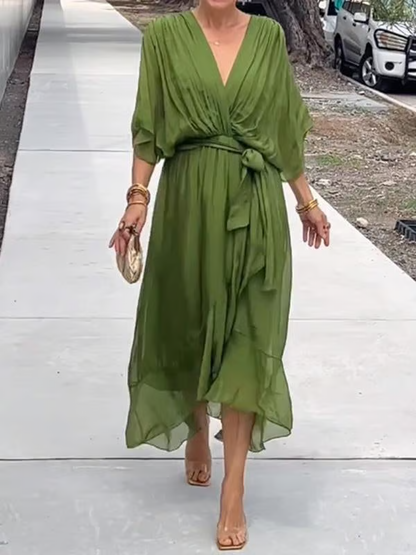 Chiffon V-Neck Maxi Dress ~ Flowing elegance that flatters every figure.
