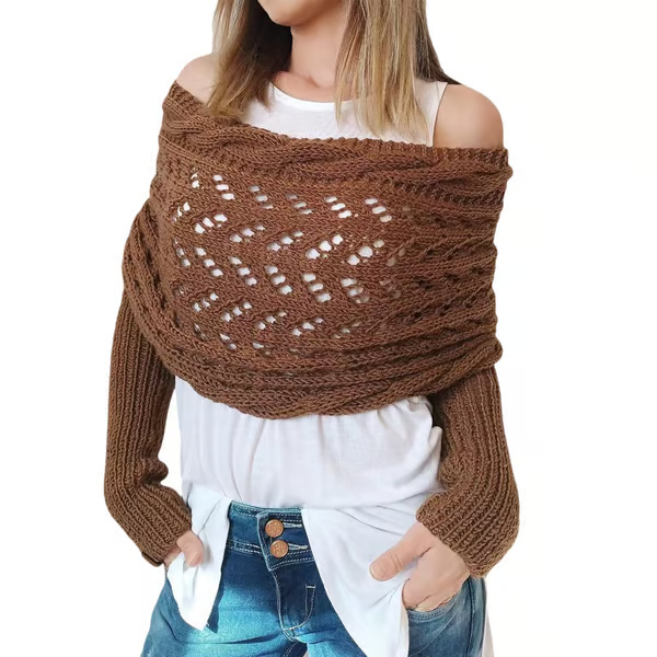 Hand-knitted Scarf with Sleeves ~ Layer up in seconds, lounge all day.