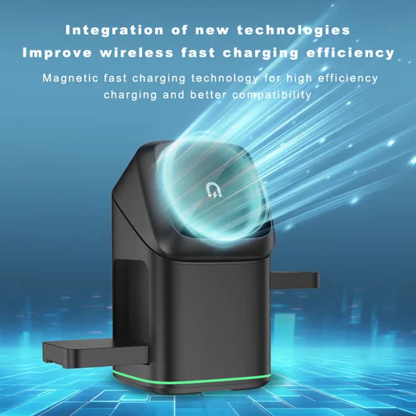 3-in-1 Wireless Charger ~ Power your phone, watch & earbuds in one sleek dock-