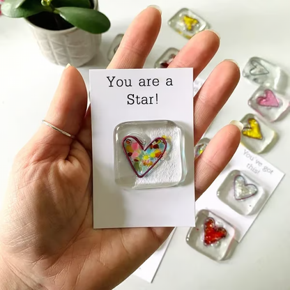 Fused Glass Heart Pocket Token ~ A Pocket-Sized Reminder of Love and Support