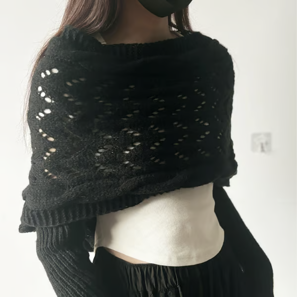 Hand-knitted Scarf with Sleeves ~ Layer up in seconds, lounge all day.