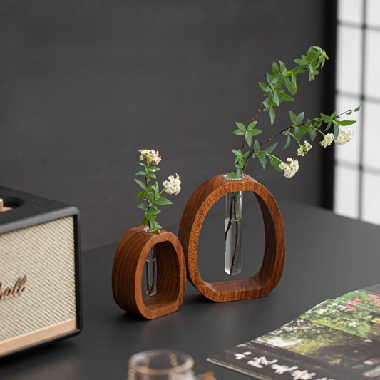 Solid Wood Glass Vase ~ Bring simplicity and nature indoors