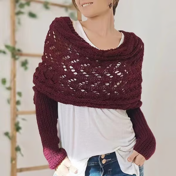 Hand-knitted Scarf with Sleeves ~ Layer up in seconds, lounge all day.