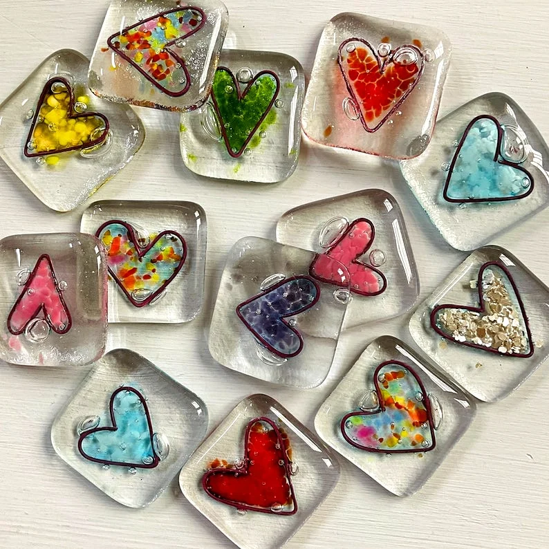Fused Glass Heart Pocket Token ~ A Pocket-Sized Reminder of Love and Support