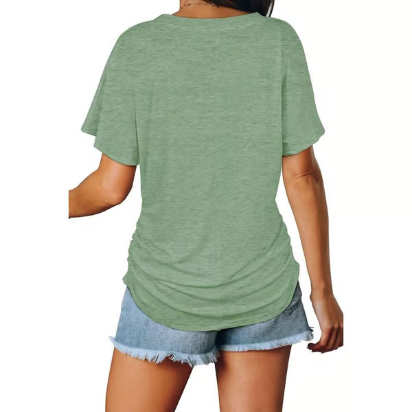 Short Sleeve V Neck Dolman Tops ~ Your go-to top for comfort and confidence-