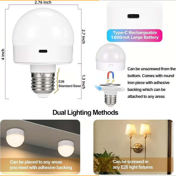 Rechargeable Light Bulbs with Remote Control ~ Wireless lighting with 15 mood options