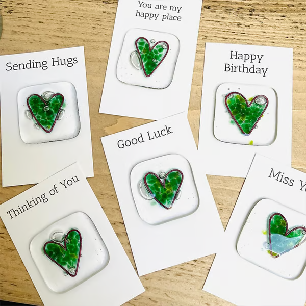 Fused Glass Heart Pocket Token ~ A Pocket-Sized Reminder of Love and Support